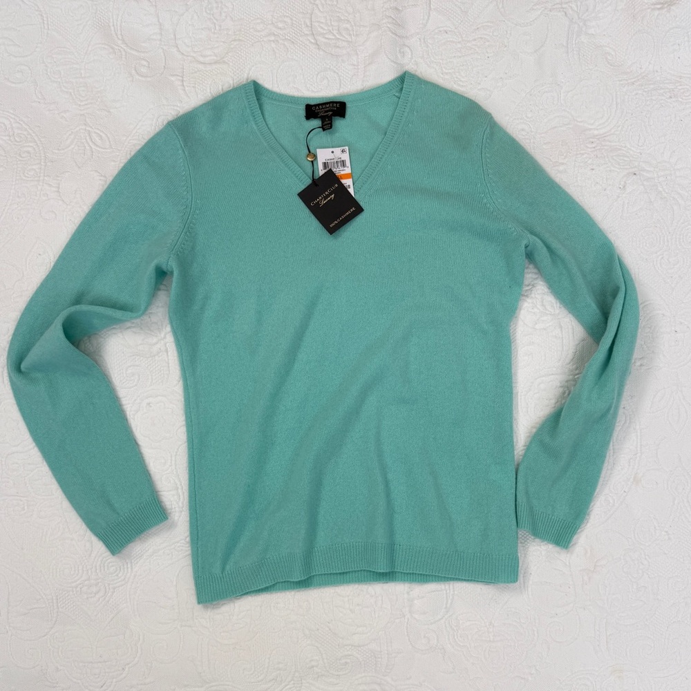 100% Cashmere V-Neck Sweater - light blue - Picture 4 of 8